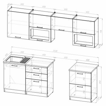 Кухонный гарнитур Кира базис 2400 мм (Герда) в Качканаре - kachkanar.mebel-e96.ru