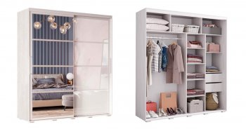 Шкаф-купе Крафт-6 белый гладкий 2000 мм (БТС) в Качканаре - kachkanar.mebel-e96.ru