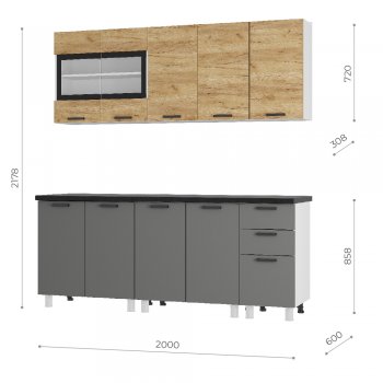 Кухонный гарнитур 2000 мм Крафт тип 2 (БТС) в Качканаре - kachkanar.mebel-e96.ru