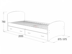 Кровать-6 одинарная с 2-мя ящиками (900*2000) в Качканаре - kachkanar.mebel-e96.ru