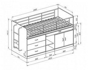 Кровать-чердак Дюймовочка-6  Белый/Голубой в Качканаре - kachkanar.mebel-e96.ru