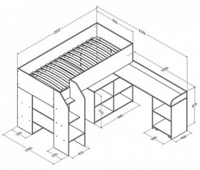 Кровать-чердак Теремок-2 Дуб молочный в Качканаре - kachkanar.mebel-e96.ru