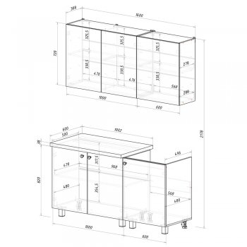 Кухонный гарнитур Куба 1600 мм (БТС) в Качканаре - kachkanar.mebel-e96.ru