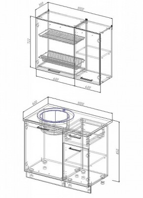 Кухонный гарнитур Антрацит 1000 в Качканаре - kachkanar.mebel-e96.ru