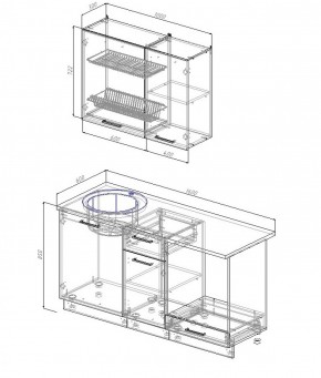 Кухонный гарнитур Антрацит 1600 в Качканаре - kachkanar.mebel-e96.ru