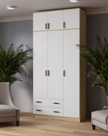 Шкаф Лагуна с антресолью делано/белый (Текс) в Качканаре - kachkanar.mebel-e96.ru