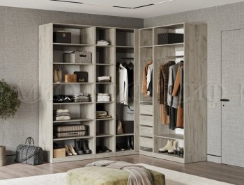 Гардеробная/шкаф 2200*1706 мм Ларго №3 дуб крафт серый/кашемир (Миф) в Качканаре - kachkanar.mebel-e96.ru