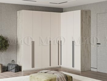 Гардеробная/шкаф 2200*1706 мм Ларго №3 дуб крафт серый/кашемир (Миф) в Качканаре - kachkanar.mebel-e96.ru