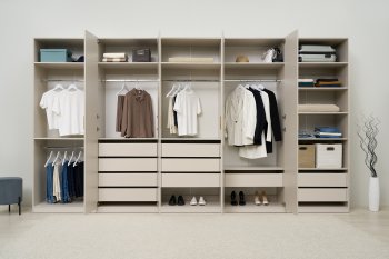 Гардеробная/шкаф 4000 мм Ларго №4 Кашемир (Миф) в Качканаре - kachkanar.mebel-e96.ru