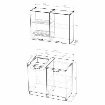 Кухонный гарнитур Лариса мини 1 1000 мм (Герда) в Качканаре - kachkanar.mebel-e96.ru