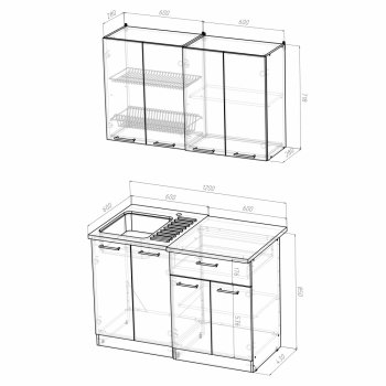 Кухонный гарнитур Лариса лайт 1 1200 мм (Герда) в Качканаре - kachkanar.mebel-e96.ru