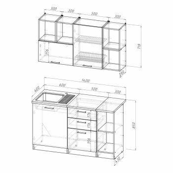 Кухонный гарнитур Лариса медиум 3 1400 мм (Герда) в Качканаре - kachkanar.mebel-e96.ru