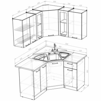 Кухонный гарнитур Лариса оптима 2 1500х1300 мм (Герда) в Качканаре - kachkanar.mebel-e96.ru