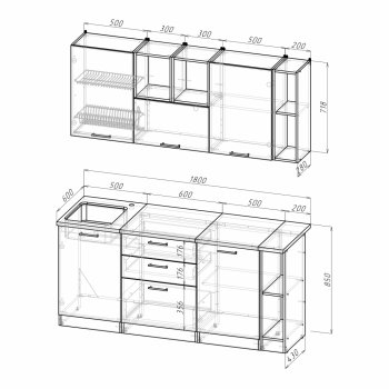 Кухонный гарнитур Лариса макси 4 1800 мм (Герда) в Качканаре - kachkanar.mebel-e96.ru