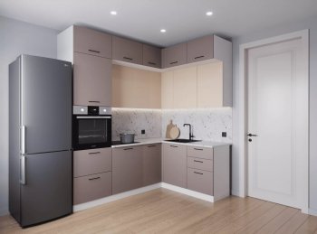 Кухонный гарнитур угловой Латте 2200*1700 мм (Санвут) в Качканаре - kachkanar.mebel-e96.ru