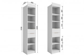 Стеллаж Лавис с ящиками СД 450.1/2 белый софт (ДСВ) в Качканаре - kachkanar.mebel-e96.ru