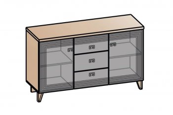 Комод 2дв, 3ящ Лежер КМ-3103 дуб серый/холст вулканический(СанТан) в Качканаре - kachkanar.mebel-e96.ru