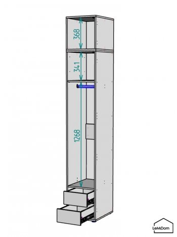 Шкаф с антресолью 400 мм Linnea MHR-1A-3 2450х400х510 (Белый-М 11.1.1) в Качканаре - kachkanar.mebel-e96.ru