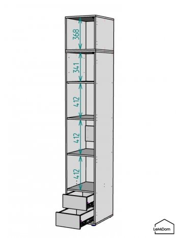 Шкаф с антресолью 400 мм Linnea MHR-1A-4 2450х400х510 (Графит-М 11.1.25) в Качканаре - kachkanar.mebel-e96.ru