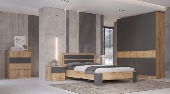 Комод 4 ящика Ленора вотан/Графит (Лин) в Качканаре - kachkanar.mebel-e96.ru