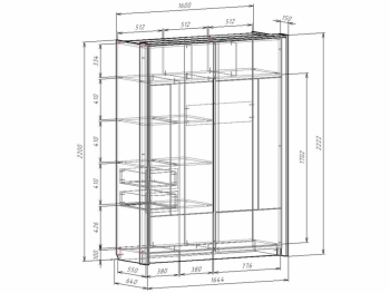 Шкаф-купе 1600 мм Либерти (Росток) в Качканаре - kachkanar.mebel-e96.ru