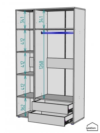 Шкаф Linnea MHR-3-2 2050х1200х510 (Белый-М 11.1.2) в Качканаре - kachkanar.mebel-e96.ru
