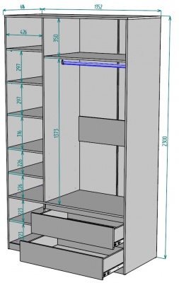 Шкаф Мальта 1350 мм Графит в Качканаре - kachkanar.mebel-e96.ru