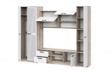 Стенка Марта-12 дуб крафт серый/белый (ИЦ) в Качканаре - kachkanar.mebel-e96.ru