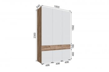 Шкаф 1500 мм Мерида крафт табачный/белый (Микон) в Качканаре - kachkanar.mebel-e96.ru