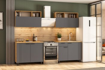 Кухонный гарнитур Монако 2000 мм графит (СВ) в Качканаре - kachkanar.mebel-e96.ru