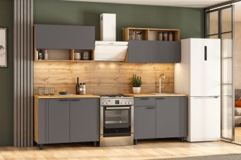 Кухонный гарнитур Монако 2000 мм графит (СВ) в Качканаре - kachkanar.mebel-e96.ru