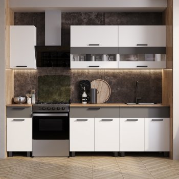 Кухонный гарнитур Монтана 2000 мм белый/графит (БТС) в Качканаре - kachkanar.mebel-e96.ru