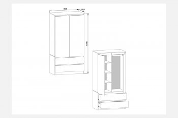 Шкаф 900 мм с антресолью Мори графит (ДСВ) в Качканаре - kachkanar.mebel-e96.ru