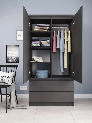 Шкаф 900 мм с антресолью Мори 900.2 графит (ДСВ) в Качканаре - kachkanar.mebel-e96.ru