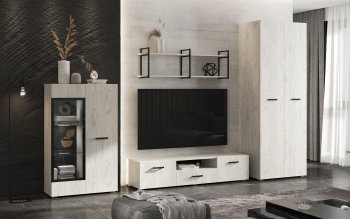 Стенка Нэнси new крафт белый (Миф) в Качканаре - kachkanar.mebel-e96.ru