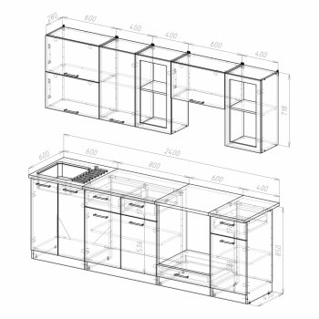 Кухонный гарнитур Ника базис 2400 мм (Герда) в Качканаре - kachkanar.mebel-e96.ru