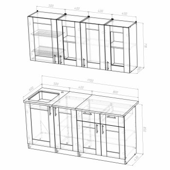 Кухонный гарнитур Ника демо 1700 мм (Герда) в Качканаре - kachkanar.mebel-e96.ru