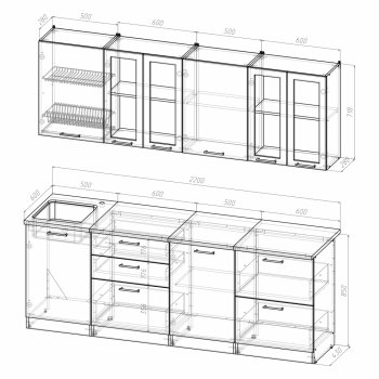 Кухонный гарнитур Ника компакт 2200 мм (Герда) в Качканаре - kachkanar.mebel-e96.ru