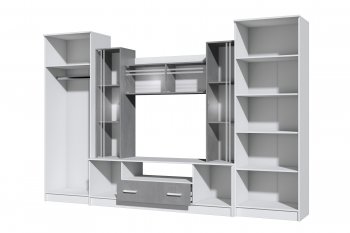 Стенка Николь-2 белый/бетонный камень(Зарон) в Качканаре - kachkanar.mebel-e96.ru