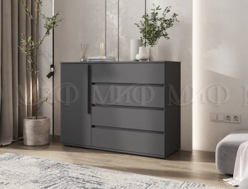 Комод 1 дверь 4 ящика (1200) Норд, графит (Миф) в Качканаре - kachkanar.mebel-e96.ru