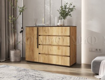 Комод 1 дверь 4 ящика (1200) Норд, дуб крафт (Миф) в Качканаре - kachkanar.mebel-e96.ru
