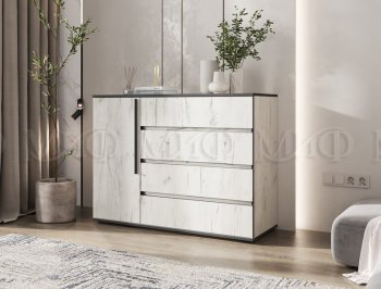 Комод 1 дверь 4 ящика (1200) Норд, крафт белый (Миф) в Качканаре - kachkanar.mebel-e96.ru