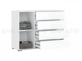 Комод 1 дверь 4 ящика (1200) Норд,  белый (Миф) в Качканаре - kachkanar.mebel-e96.ru