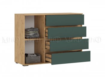 Комод 1 дверь 4 ящика (1200) Норд, крафт/изумруд (Миф) в Качканаре - kachkanar.mebel-e96.ru