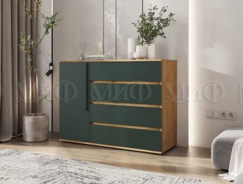 Комод 1 дверь 4 ящика (1200) Норд, крафт/изумруд (Миф) в Качканаре - kachkanar.mebel-e96.ru