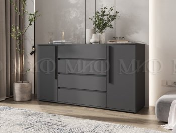 Комод 2 двери 4 ящика (1600) Норд, графит (Миф) в Качканаре - kachkanar.mebel-e96.ru