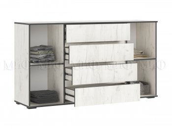 Комод 2 двери 4 ящика (1600) Норд, крафт белый (Миф) в Качканаре - kachkanar.mebel-e96.ru
