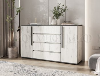 Комод 2 двери 4 ящика (1600) Норд, крафт белый (Миф) в Качканаре - kachkanar.mebel-e96.ru