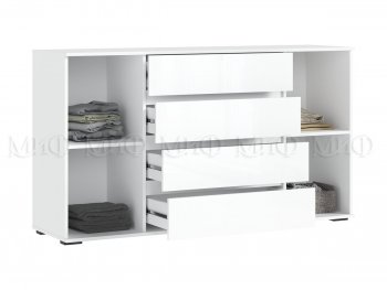 Комод 2 двери 4 ящика (1600) Норд, белый (Миф) в Качканаре - kachkanar.mebel-e96.ru