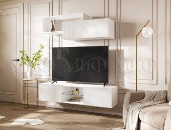 Стенка Норд-1 белый глянец (Миф) в Качканаре - kachkanar.mebel-e96.ru